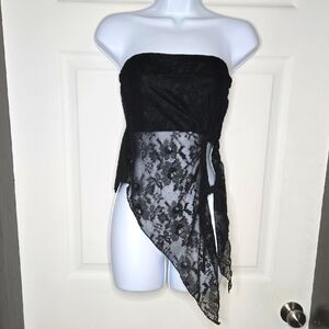 Black Lace Vixen Goth Witchy Strapless Top M-XL